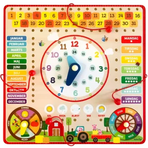 Lær årstiderne og klokken mm. - Læringsplade/kalender