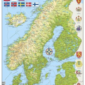 Puslespil - Kort over Norden - 75 brikker - Maxi
