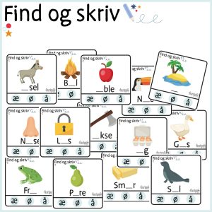 Find og skriv - Skriv vokalen - Æ, Ø eller Å
