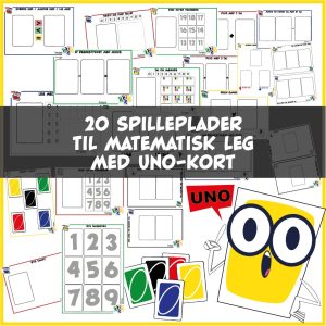 finurlig UNO - 20 spilleplader til matematisk leg med UNO-kort